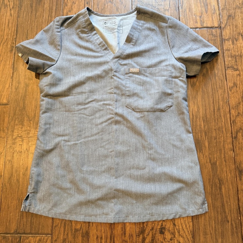 FIGS Scrub Top Womens XS Gray Technical Collection V-Neck Tunic Medical